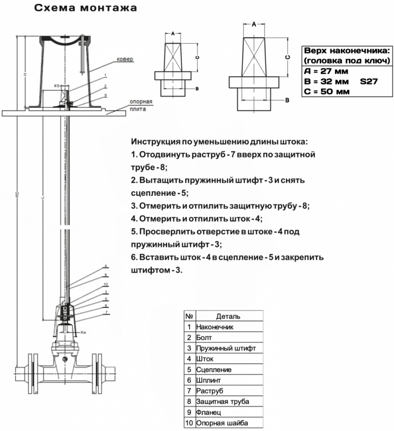 Шток фиксированный тип 9009/9010