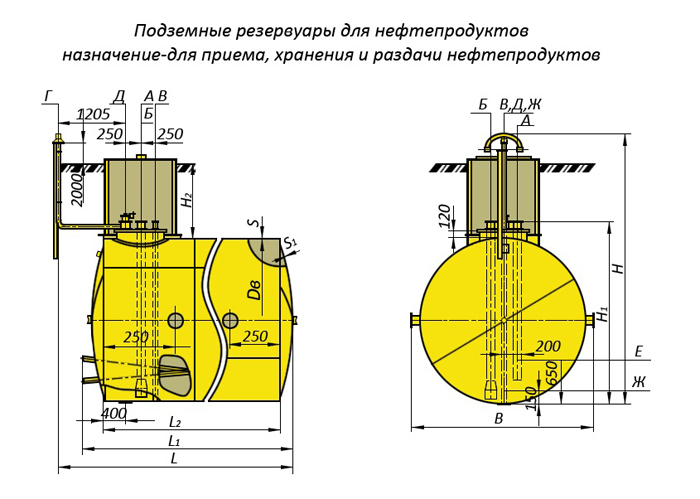 Подземный резервуар чертеж